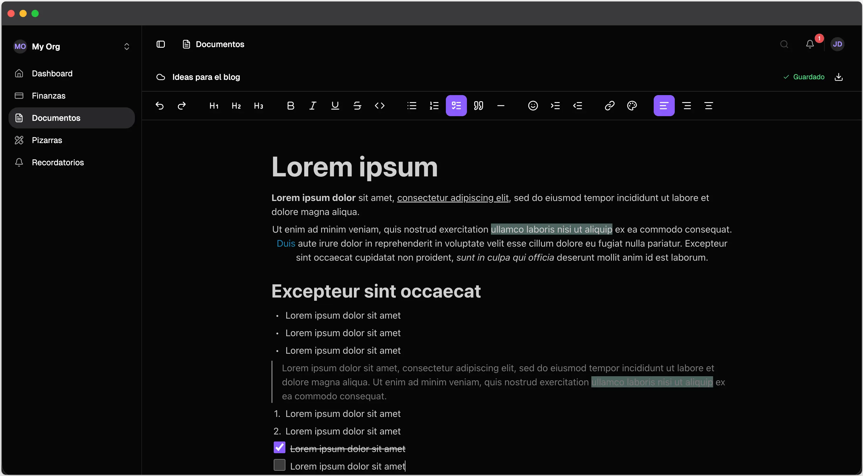 Editor de documentos de Nottrix en escritorio y móvil